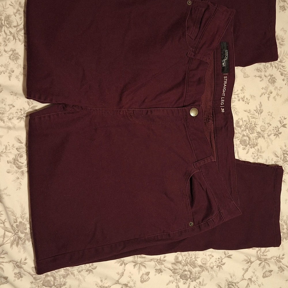 St. John's Bay Women's Dark Red Straight Leg Jeans